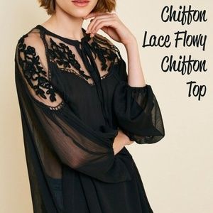 Chiffon Lace Flowy Chiffon Top